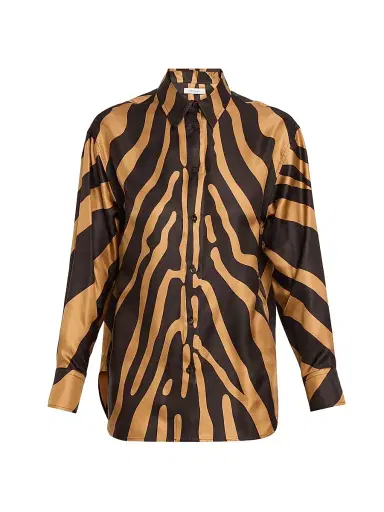 Ferragamo Women's Zebra-Print Silk Button-Front Shirt | Thumbnail 1 Ferragamo Women's Zebra-Print Silk Button-Front Shirt | Thumbnail 1