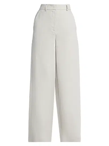 Giorgio Armani Women's Linen Straight-Leg Trousers - Solid Medium Grey | Thumbnail 1