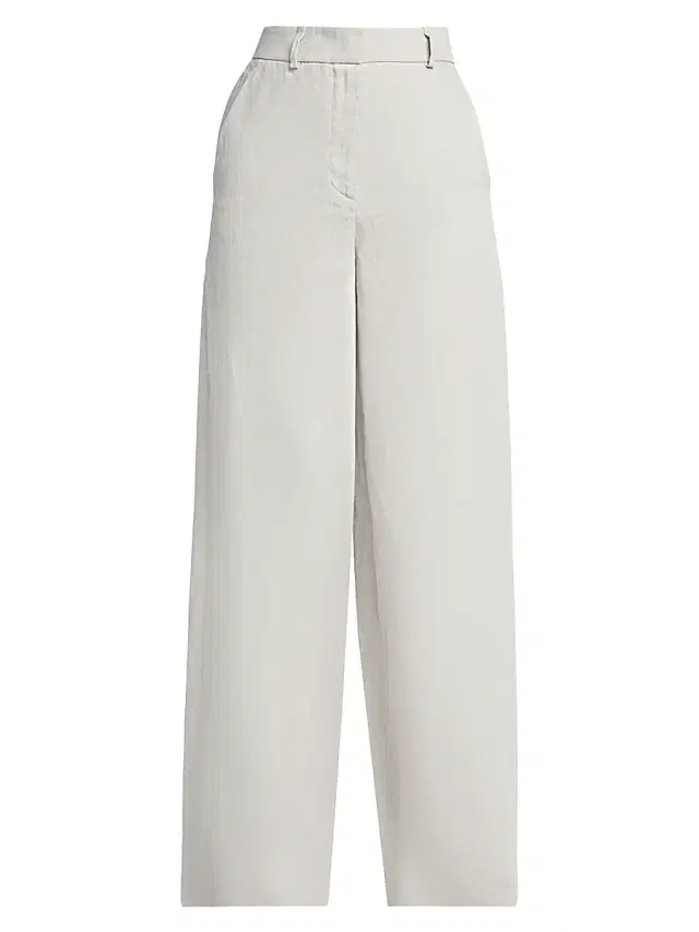 Women's Linen Straight-Leg Trousers - Solid Medium Grey