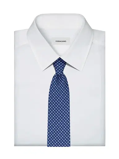 FERRAGAMO Men's Basket Sports Silk Tie - Blue | Thumbnail 2 FERRAGAMO Men's Basket Sports Silk Tie - Blue | Thumbnail 2