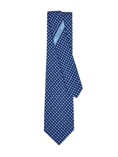 FERRAGAMO Men's Basket Sports Silk Tie - Blue | Thumbnail 3 FERRAGAMO Men's Basket Sports Silk Tie - Blue | Thumbnail 3