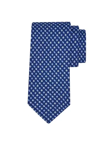 FERRAGAMO Men's Basket Sports Silk Tie - Blue | Thumbnail 1 FERRAGAMO Men's Basket Sports Silk Tie - Blue | Thumbnail 1