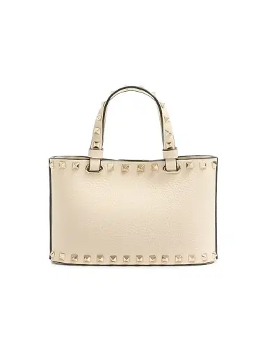 Valentino Garavani Women's Rockstud Shopping Top Handle Bag in Grainy Calfskin - Light | Thumbnail 2 Valentino Garavani Women's Rockstud Shopping Top Handle Bag in Grainy Calfskin - Light | Thumbnail 2