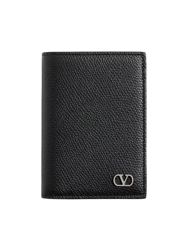 Valentino Garavani Men's VLogo Signature Cardholder in Grainy Calfskin - Black