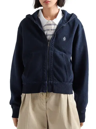 Prada Women's Cotton Hoodie Jacket - Navy Blue | Thumbnail 2