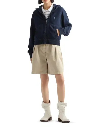 Prada Women's Cotton Hoodie Jacket - Navy Blue | Thumbnail 6