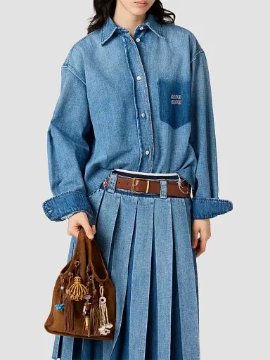Miu Miu Women's Denim Shirt - Blue - Size 10 | Thumbnail 4 Miu Miu Women's Denim Shirt - Blue - Size 10 | Thumbnail 4