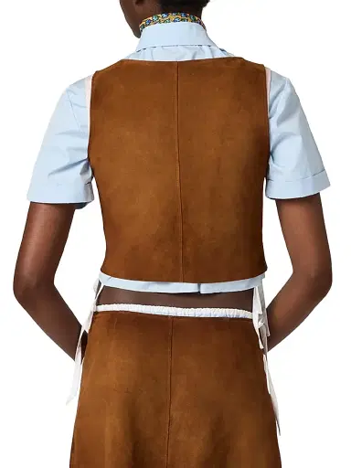 Miu Miu Women's Waxed Suede Top - Brown - Size 0 | Thumbnail 3