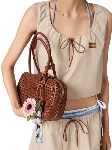 Miu Miu Women's Panama Cotton Crop Top - Beige Khaki - Size 0 | Thumbnail 5