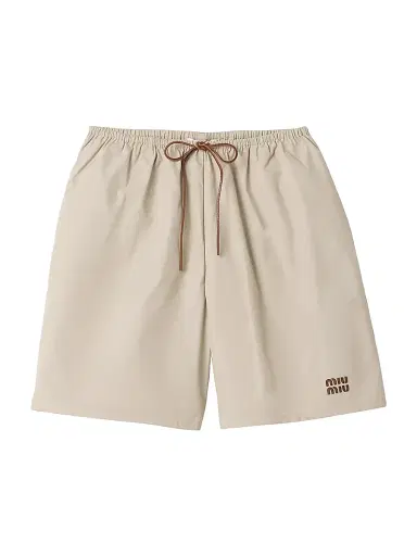 Miu Miu Women's Panama Cotton Bermudas - Beige Khaki | Thumbnail 1