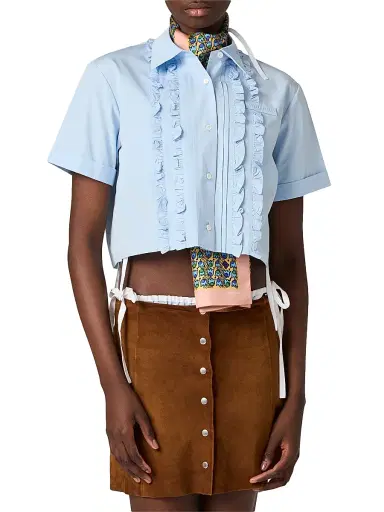 Miu Miu Women's Poplin Shirt - Blue | Thumbnail 3