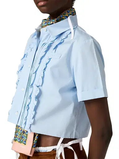 Miu Miu Women's Poplin Shirt - Blue | Thumbnail 5