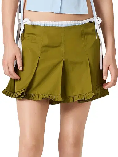 Miu Miu Women's Poplin Pleated Miniskirt - Green - Size 4 | Thumbnail 2 Miu Miu Women's Poplin Pleated Miniskirt - Green - Size 4 | Thumbnail 2