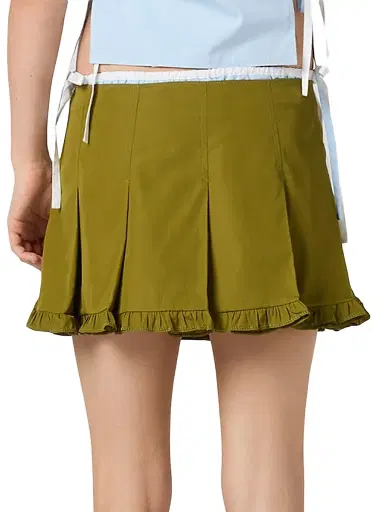Miu Miu Women's Poplin Pleated Miniskirt - Green - Size 4 | Thumbnail 3 Miu Miu Women's Poplin Pleated Miniskirt - Green - Size 4 | Thumbnail 3