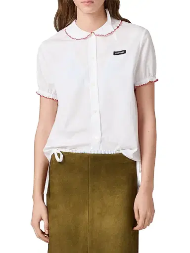 Miu Miu Women's Embroidered Poplin Shirt - White - Size 4 | Thumbnail 2 Miu Miu Women's Embroidered Poplin Shirt - White - Size 4 | Thumbnail 2
