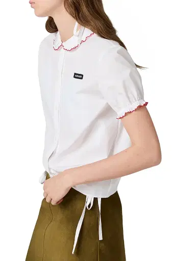 Miu Miu Women's Embroidered Poplin Shirt - White - Size 4 | Thumbnail 3 Miu Miu Women's Embroidered Poplin Shirt - White - Size 4 | Thumbnail 3