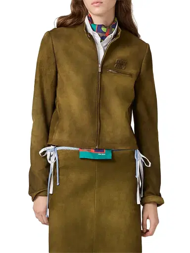 Miu Miu Women's Waxed Suede Jacket | Thumbnail 2 Miu Miu Women's Waxed Suede Jacket | Thumbnail 2