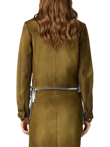 Miu Miu Women's Waxed Suede Jacket | Thumbnail 4 Miu Miu Women's Waxed Suede Jacket | Thumbnail 4