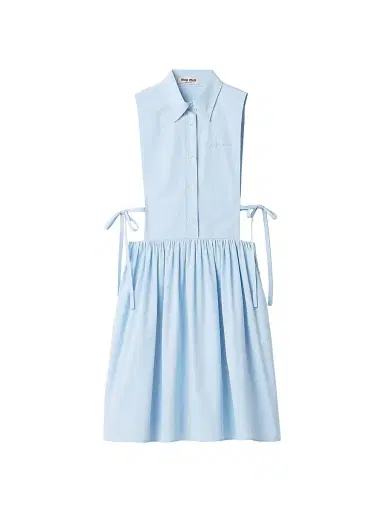 Miu Miu Women's Poplin Side Tie Dress | Thumbnail 1 Miu Miu Women's Poplin Side Tie Dress | Thumbnail 1