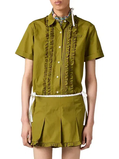 Miu Miu Women's Poplin Shirt - Green - Size 4 | Thumbnail 2 Miu Miu Women's Poplin Shirt - Green - Size 4 | Thumbnail 2