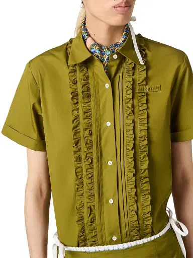 Miu Miu Women's Poplin Shirt - Green - Size 4 | Thumbnail 4 Miu Miu Women's Poplin Shirt - Green - Size 4 | Thumbnail 4
