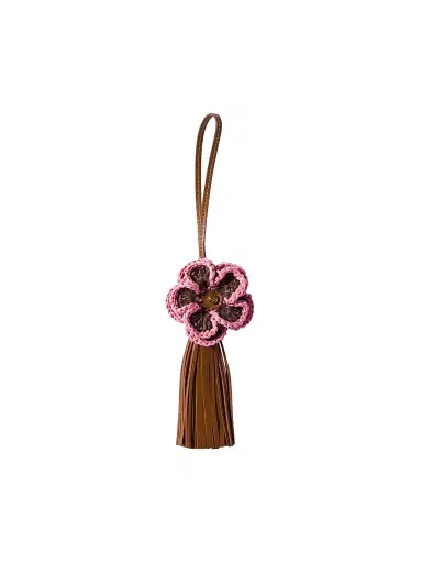 Miu Miu Women's Leather and Raffia Effect Yarn Trick Charm | Thumbnail 1