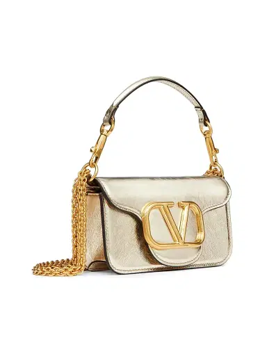 Valentino Garavani Women's Small Locò Metallic Calfskin Shoulder Bag | Thumbnail 2 Valentino Garavani Women's Small Locò Metallic Calfskin Shoulder Bag | Thumbnail 2