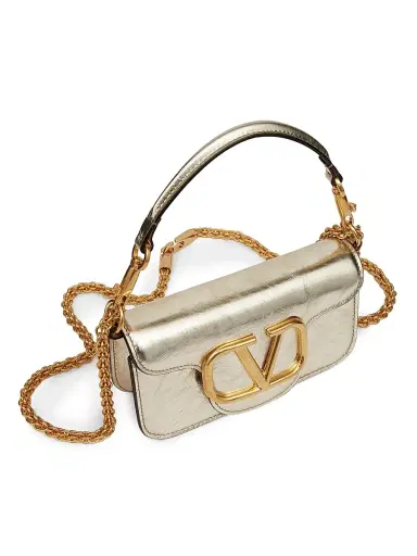 Valentino Garavani Women's Small Locò Metallic Calfskin Shoulder Bag | Thumbnail 5 Valentino Garavani Women's Small Locò Metallic Calfskin Shoulder Bag | Thumbnail 5