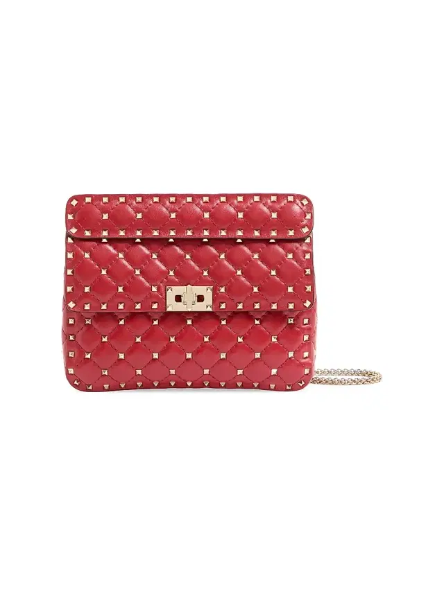Valentino Garavani Women's  Nappa Rockstud Spike Shoulder Bag - Rosso Valentino