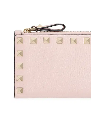 Valentino Garavani Women's Rockstud Grainy Calfskin Card Holder with Zipper - Pink | Thumbnail 3 Valentino Garavani Women's Rockstud Grainy Calfskin Card Holder with Zipper - Pink | Thumbnail 3