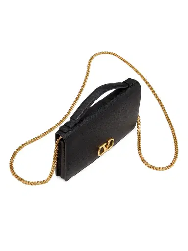 Valentino Garavani Women's VLogo Signature Grainy Calfskin Wallet with Chain - Black | Thumbnail 5 Valentino Garavani Women's VLogo Signature Grainy Calfskin Wallet with Chain - Black | Thumbnail 5