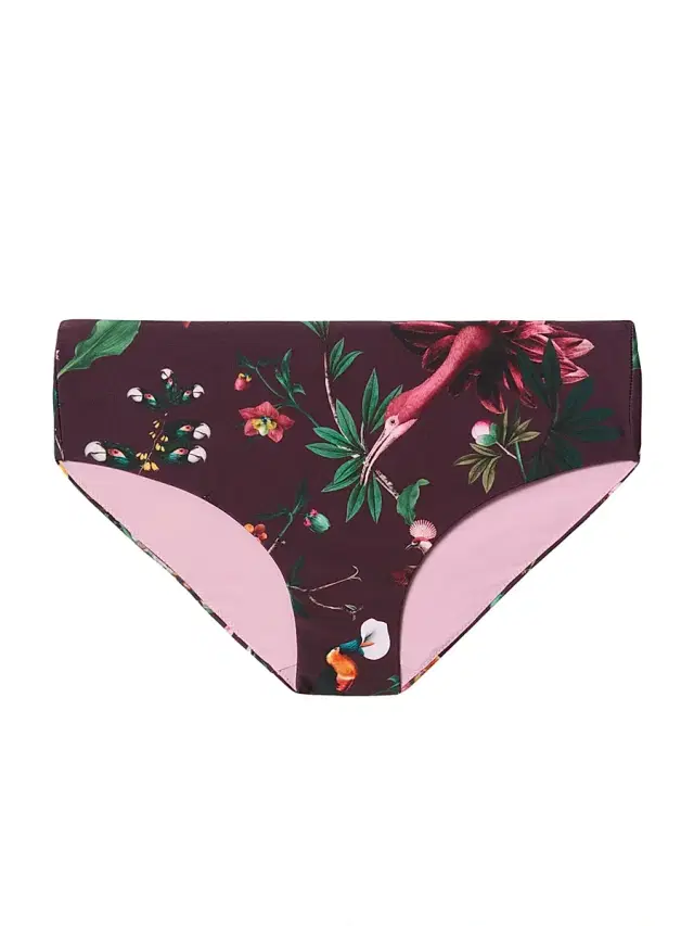 La DoubleJ Women's Boy Brief - Zooflora Mini Bordeaux