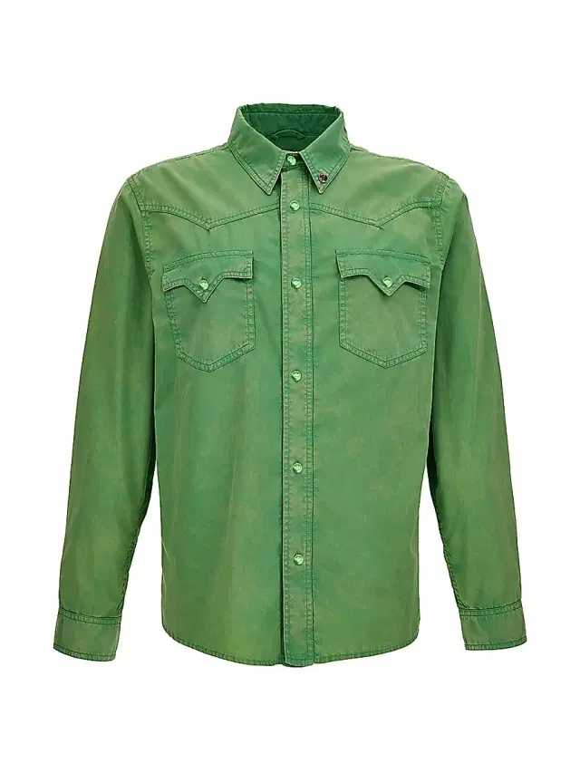 Men's Cotton Western Shirt - Green