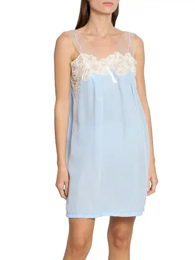 Maison Margiela Women's Lace-Trim Babydoll Minidress - Light Blue - Size 8 | Thumbnail 3 Maison Margiela Women's Lace-Trim Babydoll Minidress - Light Blue - Size 8 | Thumbnail 3