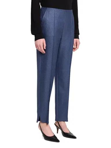 Giorgio Armani Women's Silk-Wool Straight-Leg Trousers - Solid Medium Blue - Size 18 | Thumbnail 3 Giorgio Armani Women's Silk-Wool Straight-Leg Trousers - Solid Medium Blue - Size 18 | Thumbnail 3