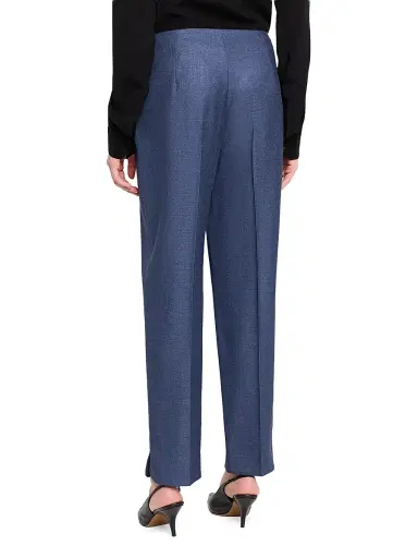 Giorgio Armani Women's Silk-Wool Straight-Leg Trousers - Solid Medium Blue - Size 18 | Thumbnail 4 Giorgio Armani Women's Silk-Wool Straight-Leg Trousers - Solid Medium Blue - Size 18 | Thumbnail 4