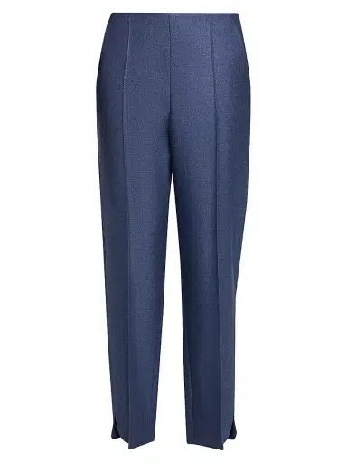 Giorgio Armani Women's Silk-Wool Straight-Leg Trousers - Solid Medium Blue - Size 18 | Thumbnail 1 Giorgio Armani Women's Silk-Wool Straight-Leg Trousers - Solid Medium Blue - Size 18 | Thumbnail 1