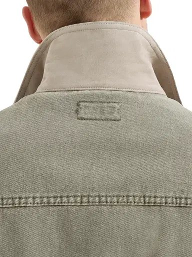 Brunello Cucinelli Men's Garment Dyed Outerwear Jacket in Denim with Leather Collar - Military - Size 48 | Thumbnail 4 Brunello Cucinelli Men's Garment Dyed Outerwear Jacket in Denim with Leather Collar - Military - Size 48 | Thumbnail 4