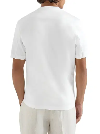 Brunello Cucinelli Men's Cotton Jersey T-Shirt with Piping | Thumbnail 3 Brunello Cucinelli Men's Cotton Jersey T-Shirt with Piping | Thumbnail 3