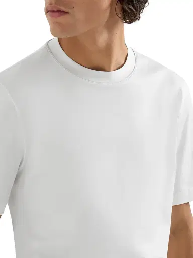 Brunello Cucinelli Men's Cotton Jersey T-Shirt with Piping | Thumbnail 5 Brunello Cucinelli Men's Cotton Jersey T-Shirt with Piping | Thumbnail 5