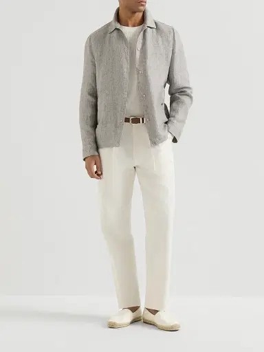 Brunello Cucinelli Men's Cotton Textured Rib Lightweight Sweater - White - Size 46 | Thumbnail 6 Brunello Cucinelli Men's Cotton Textured Rib Lightweight Sweater - White - Size 46 | Thumbnail 6