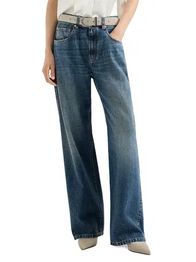 Brunello Cucinelli Women's Authentic Denim Contemporary Loose Jeans | Thumbnail 2 Brunello Cucinelli Women's Authentic Denim Contemporary Loose Jeans | Thumbnail 2