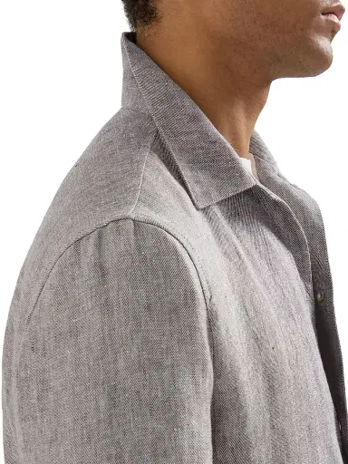 Brunello Cucinelli Men's Linen and Hemp Diagonal Outerwear Jacket - Light Brown | Thumbnail 5