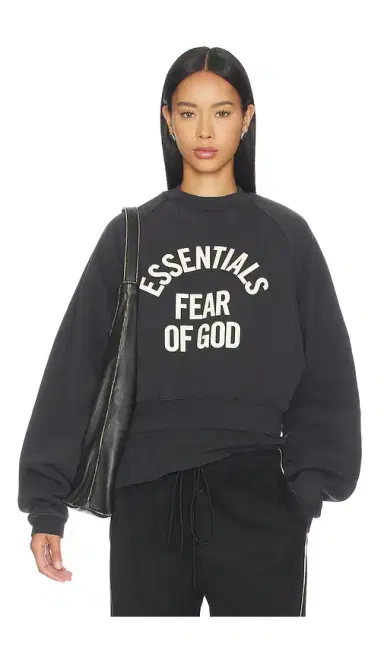 Fear of God ESSENTIALS Campus 90's Cropped Raglan Crewneck | Thumbnail 1 Fear of God ESSENTIALS Campus 90's Cropped Raglan Crewneck | Thumbnail 1