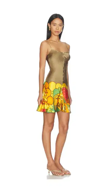 Donde Esteban Frutas Silk Satin Mini Dress | Thumbnail 2