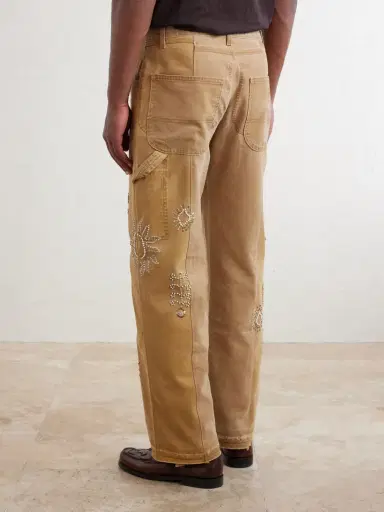 Kartik Research Zardozi Straight-Leg Embellished Paneled Cotton-Canvas Trousers - Men | Thumbnail 4