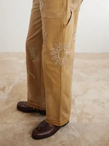 Kartik Research Zardozi Straight-Leg Embellished Paneled Cotton-Canvas Trousers - Men | Thumbnail 5