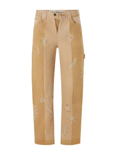 Kartik Research Zardozi Straight-Leg Embellished Paneled Cotton-Canvas Trousers - Men | Thumbnail 1
