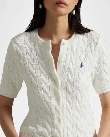 Polo Ralph Lauren Cable-Knit Cotton Short-Sleeve Cardigan | Thumbnail 5