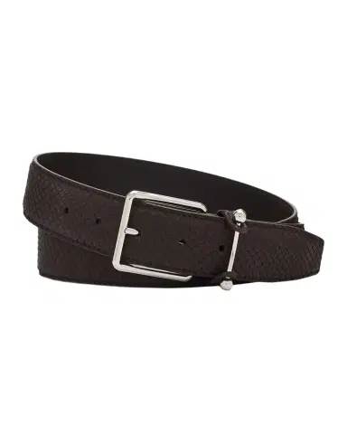 Christian Louboutin Men's Chambeliss Python-Effect Nubuck Leather Belt with Collar Pin Buckle | Thumbnail 1 Christian Louboutin Men's Chambeliss Python-Effect Nubuck Leather Belt with Collar Pin Buckle | Thumbnail 1